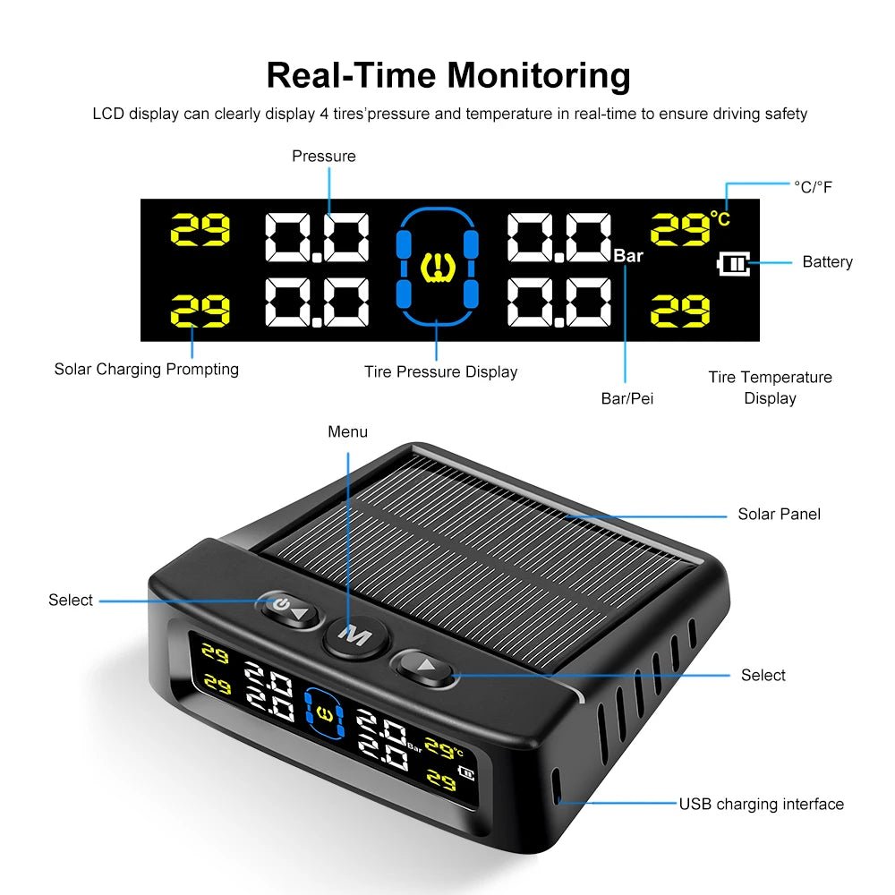 SolarSafe Car Tire Monitor - Solar & Power Gadgets - VibeGreen