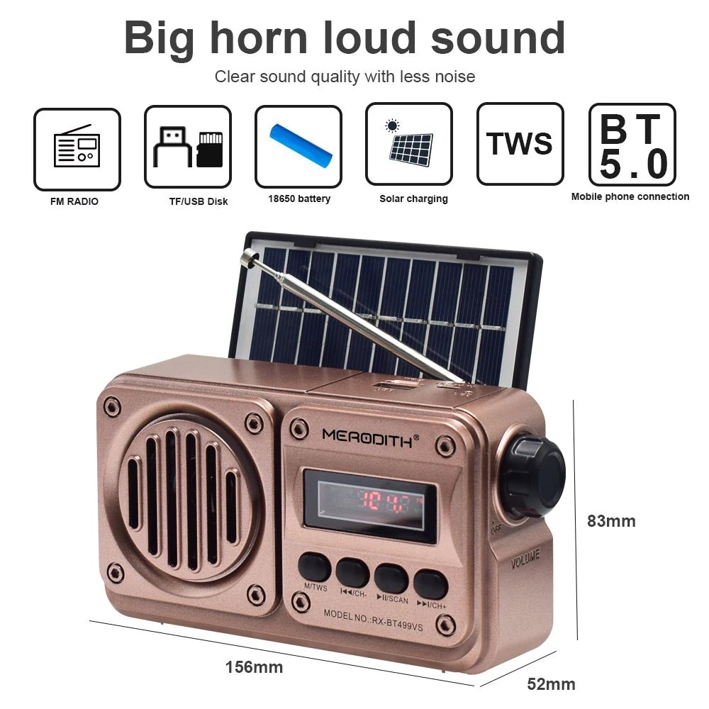 Sun Wave Retro Solar Radio Speaker - Solar Power & Charging - VibeGreen
